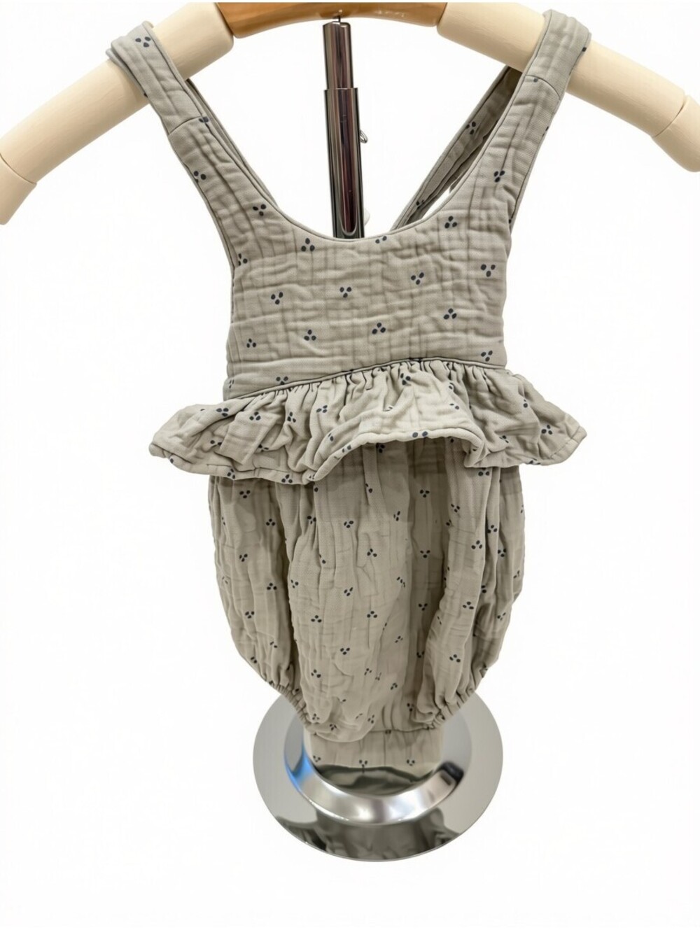 Quincy Mae Baby Girls' Green Cotton Romper with Ruffle Detail - 6-12M